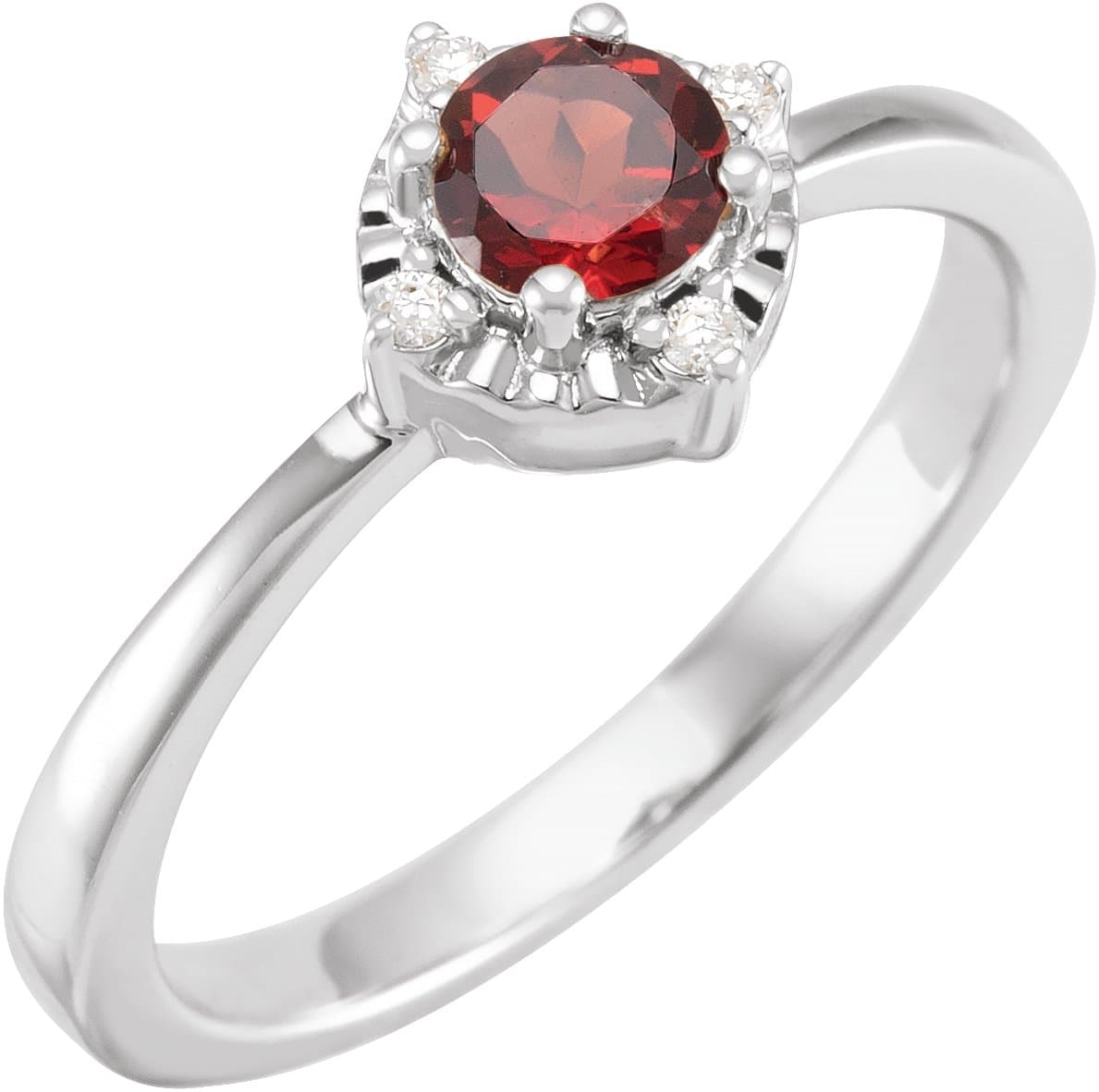 14K Rose Cultured White Freshwater Pearl & .04 CTW Natural Diamond Halo-Style Ring