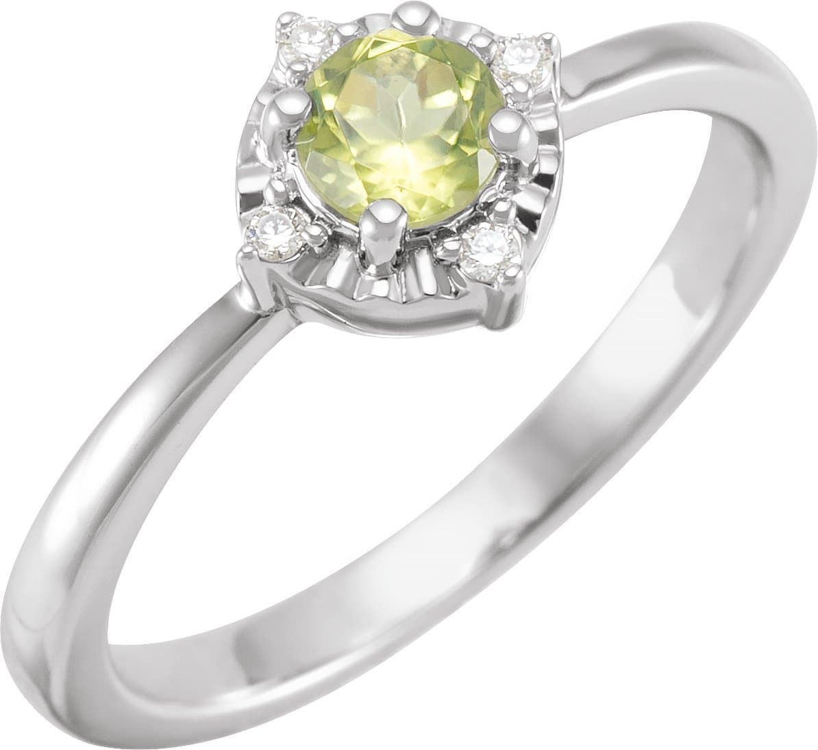 14K Rose Gold Natural Peridot & .04 CTW Natural Diamond Halo-Style Ring