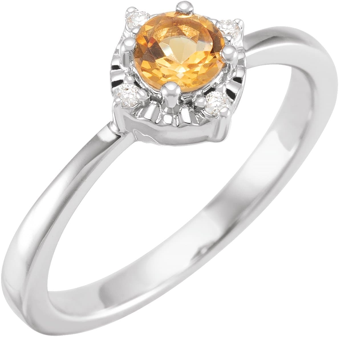 14K Rose Cultured White Freshwater Pearl & .04 CTW Natural Diamond Halo-Style Ring