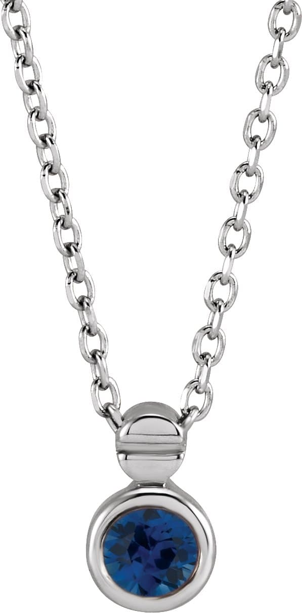 14K White Natural Emerald 16-18 Necklace