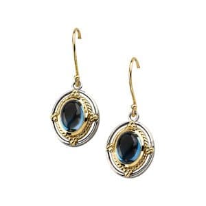 Sterling Silver & 14K Yellow Natural London Blue Topaz Earrings