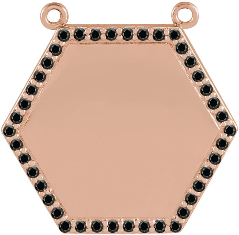 14K Rose 1/10 CTW Natural Black Diamond Hexagon 16 Necklace