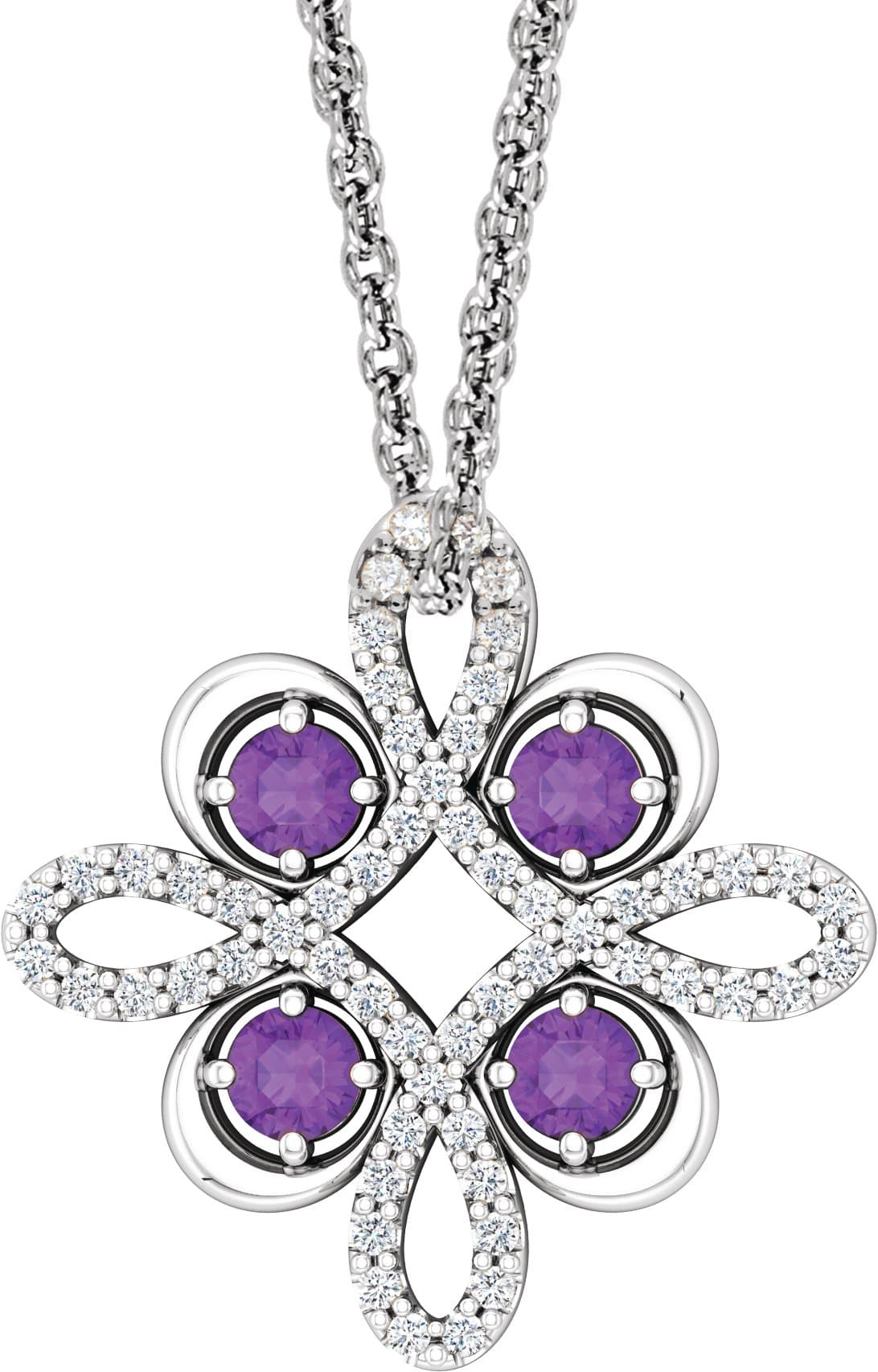 14K Rose 1/3 CTW Natural Diamond Clover 18 Necklace