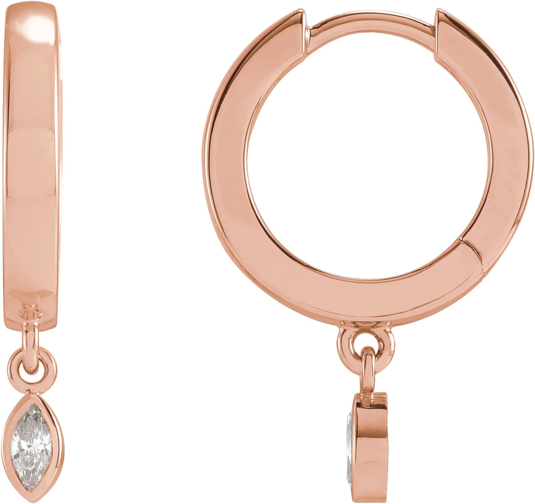 14K Rose 1/5 CTW Natural Diamond Hinged Hoop Earrings