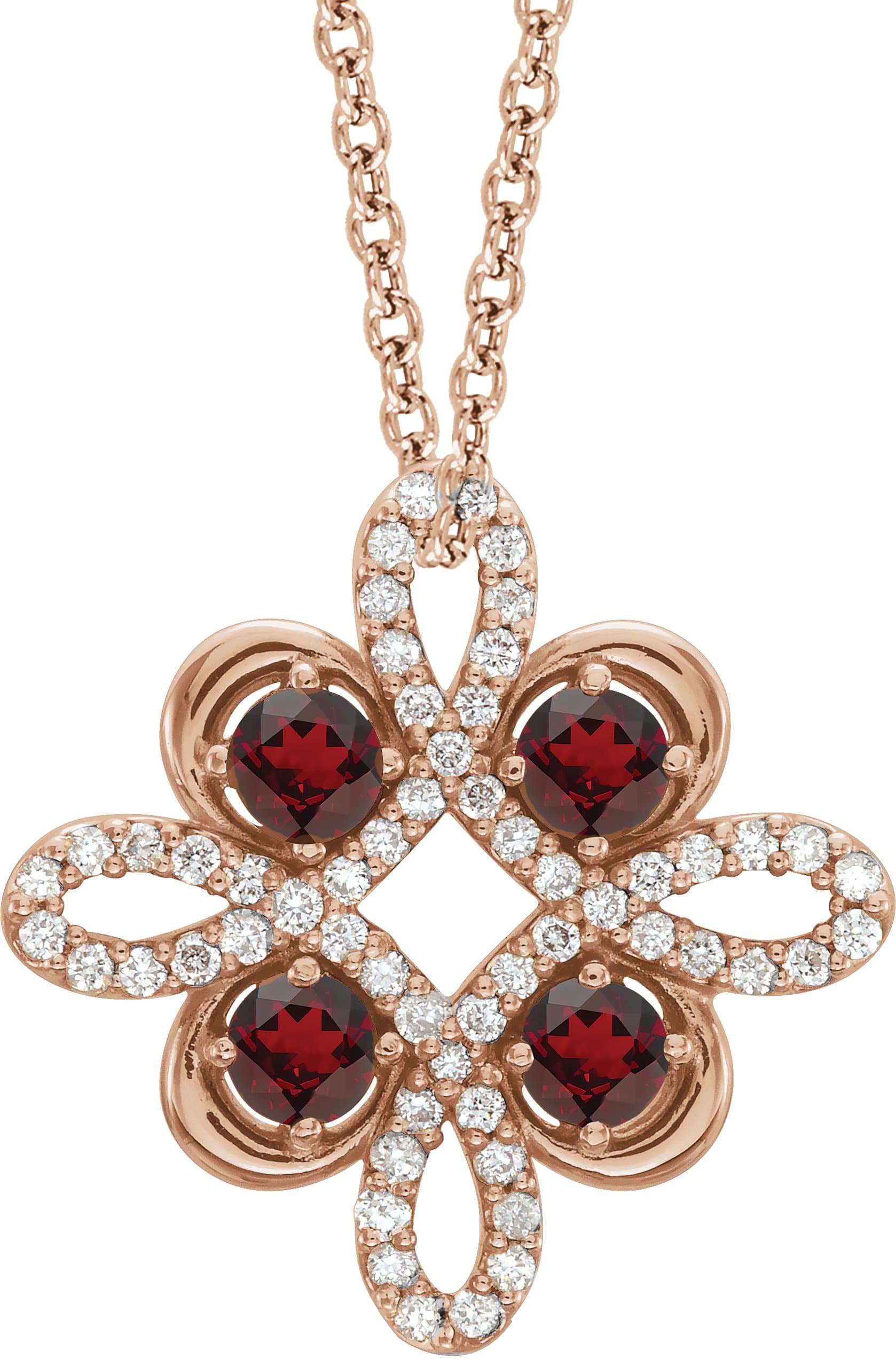 14K Rose 1/3 CTW Natural Diamond Clover 18 Necklace