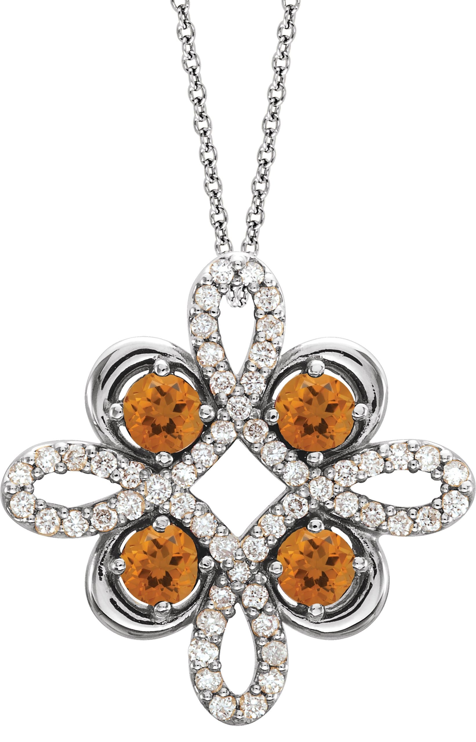 14K Rose 1/3 CTW Natural Diamond Clover 18 Necklace