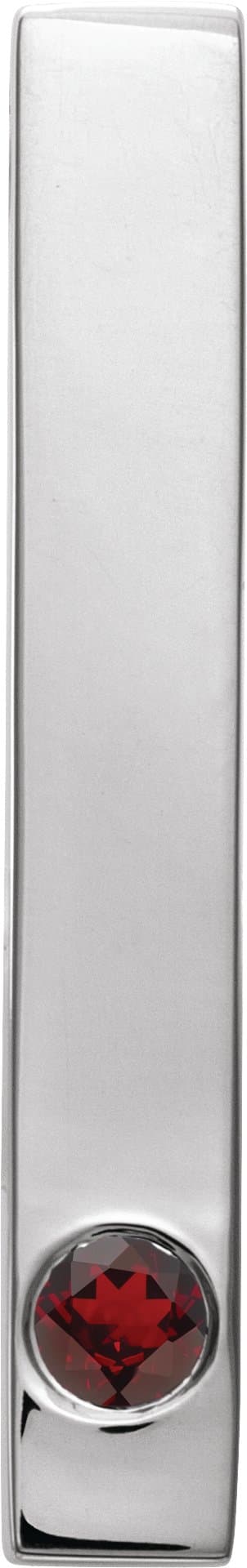 14K White Gold .06 CT Natural Diamond Family Engravable Bar Pendant