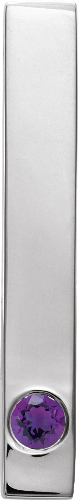 14K White Gold .06 CT Natural Diamond Family Engravable Bar Pendant