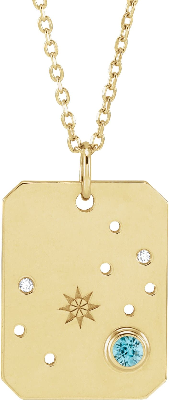 14K Rose Natural Blue Sapphire & .01 CTW Natural Diamond Capricorn Constellation 16-18 Necklace