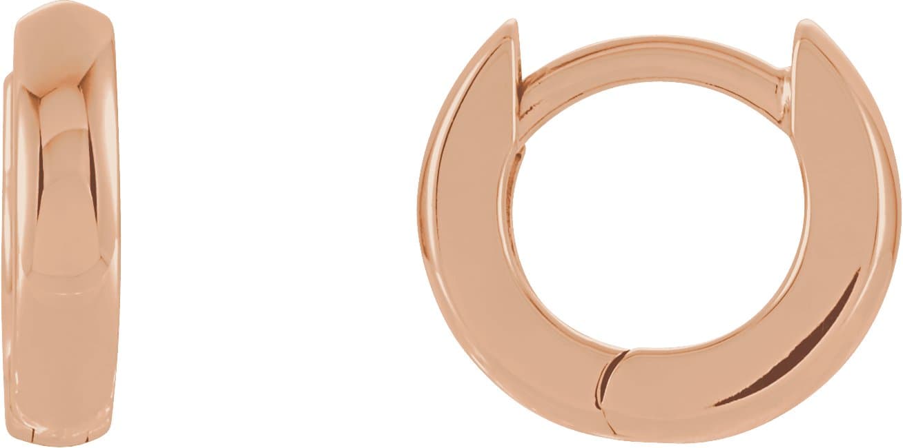 14K Rose 12 mm Hinged Hoop Earrings