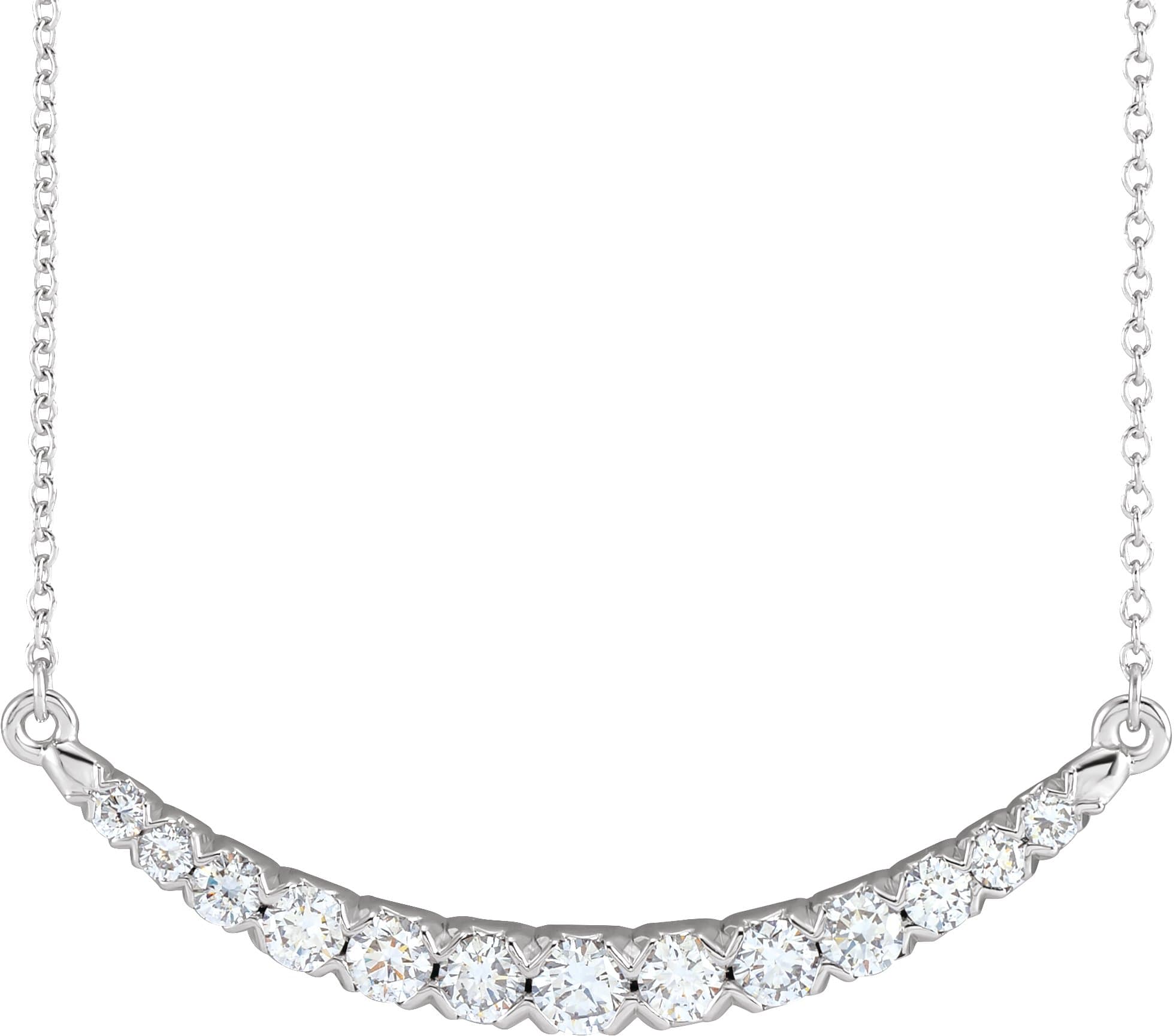 14K Rose 3/4 CTW Lab-Grown Diamond French-Set Bar 18 Necklace