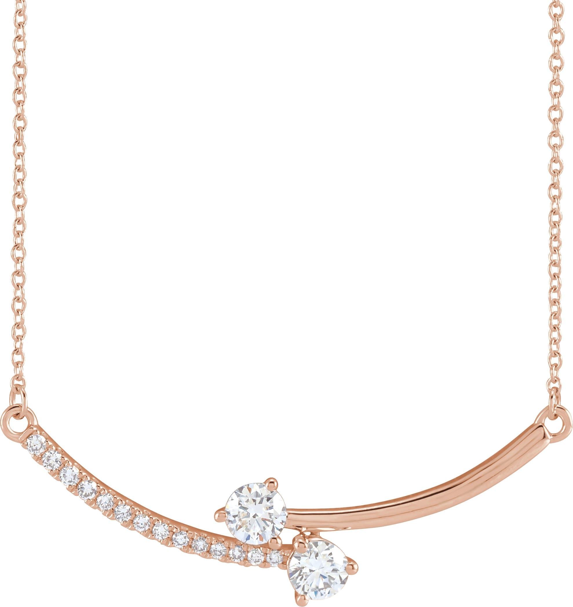 14K Rose 5/8 CTW Lab-Grown Diamond Two-Stone 18 Necklace