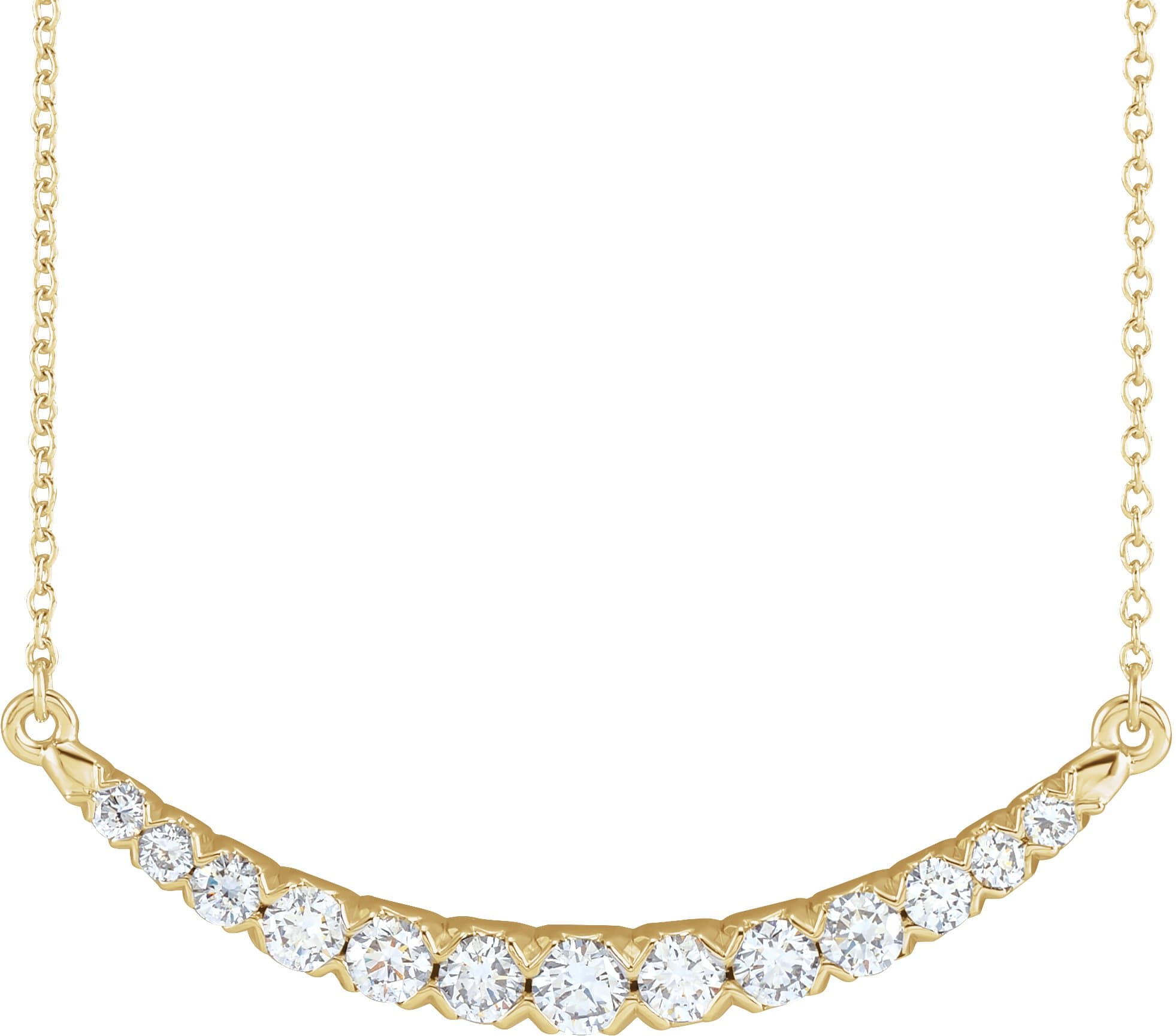 14K Rose 3/4 CTW Lab-Grown Diamond French-Set Bar 18 Necklace