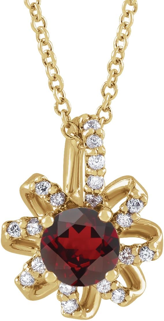 14K Rose Lab-Grown Alexandrite & .07 CTW Natural Diamond Halo-Style 16-18 Necklace