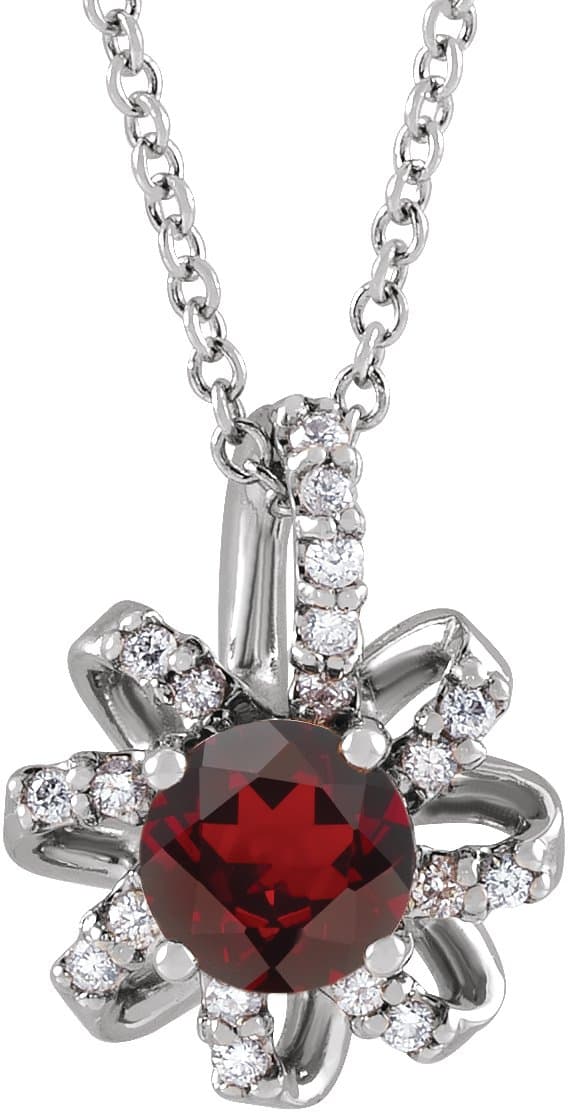 14K Rose Lab-Grown Alexandrite & .07 CTW Natural Diamond Halo-Style 16-18 Necklace