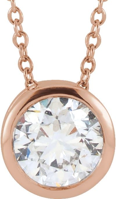 14K Rose 1 CT Lab-Grown Diamond Solitaire 16-18 Necklace