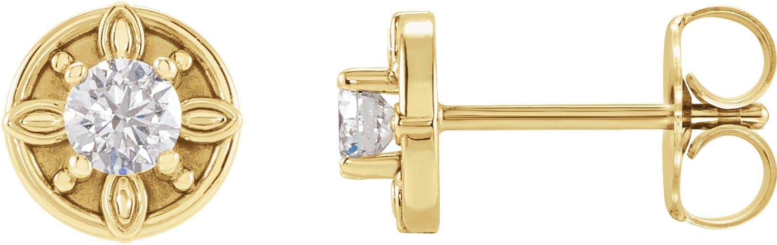 14K Rose 1/5 CTW Natural Diamond Floral-Inspired Earrings
