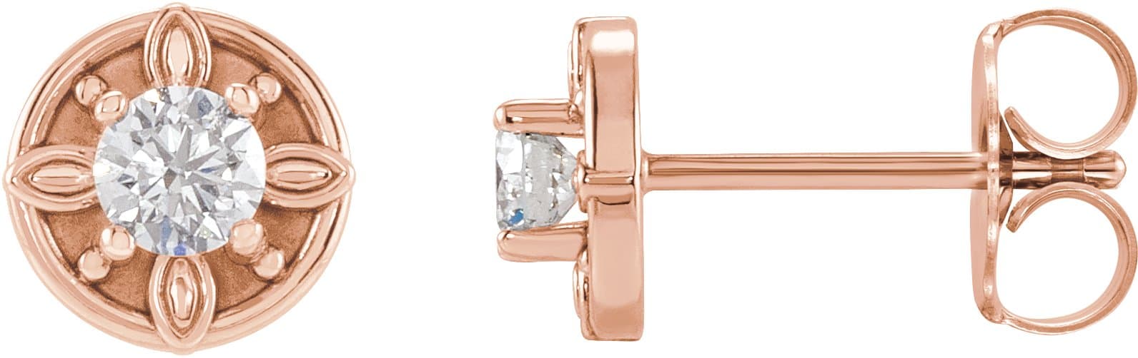 14K Rose 1/5 CTW Natural Diamond Floral-Inspired Earrings