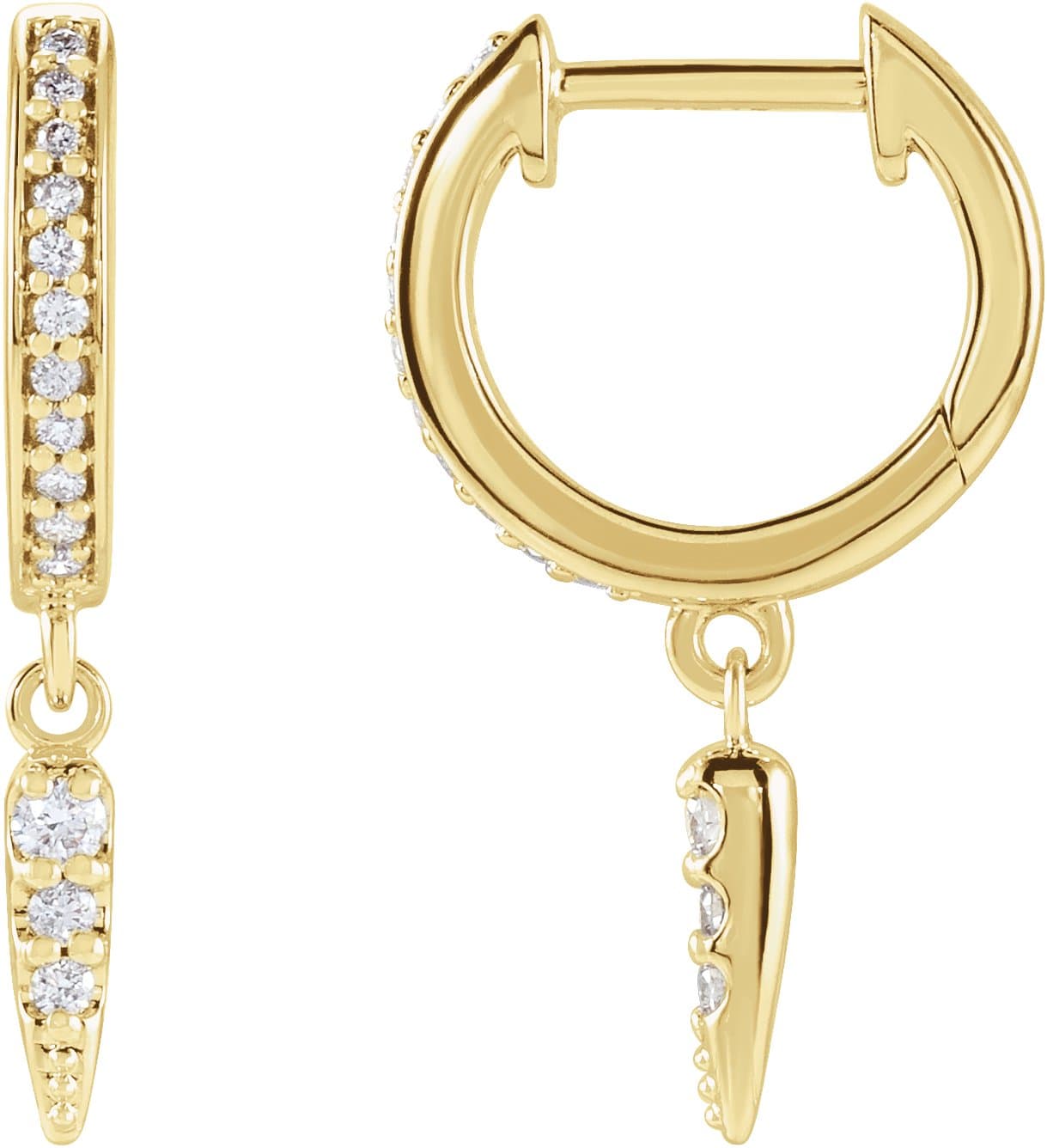 14K Rose 1/5 CTW Natural Diamond Hinged Hoop Spike Earrings