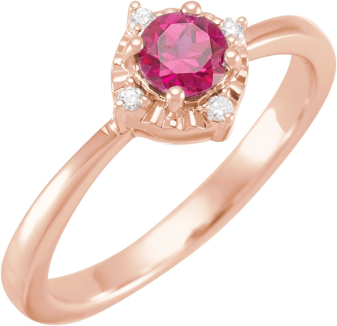 14K Rose Cultured White Freshwater Pearl & .04 CTW Natural Diamond Halo-Style Ring
