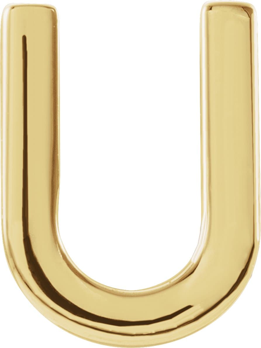 14K Rose Single Initial A Earring