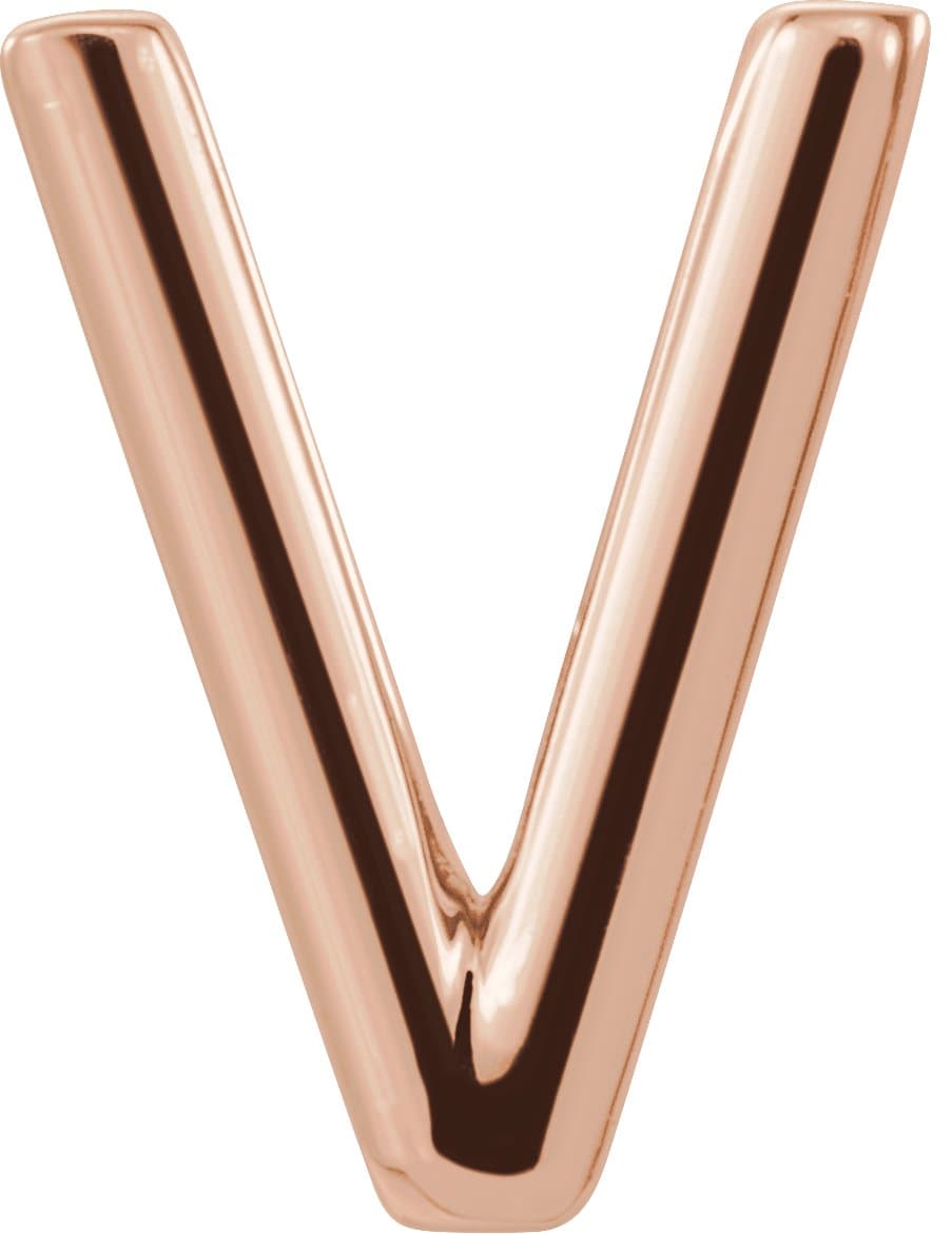 14K Rose Single Initial D Earring