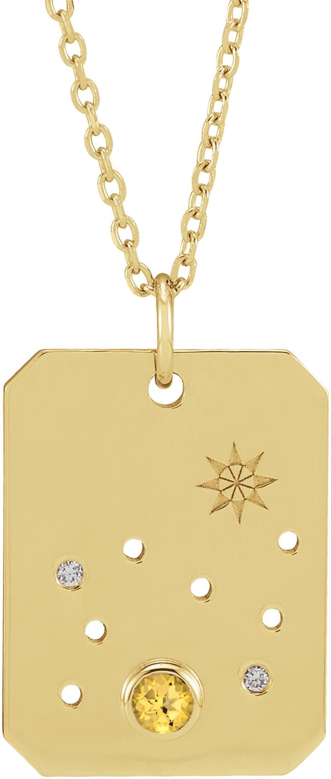 14K Rose Natural Blue Sapphire & .01 CTW Natural Diamond Capricorn Constellation 16-18 Necklace