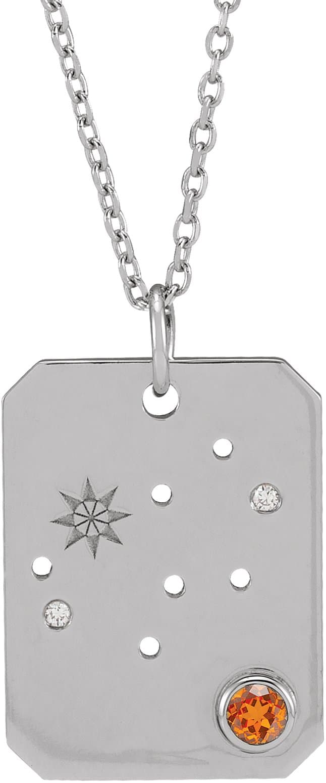 14K Rose Natural Blue Sapphire & .01 CTW Natural Diamond Capricorn Constellation 16-18 Necklace
