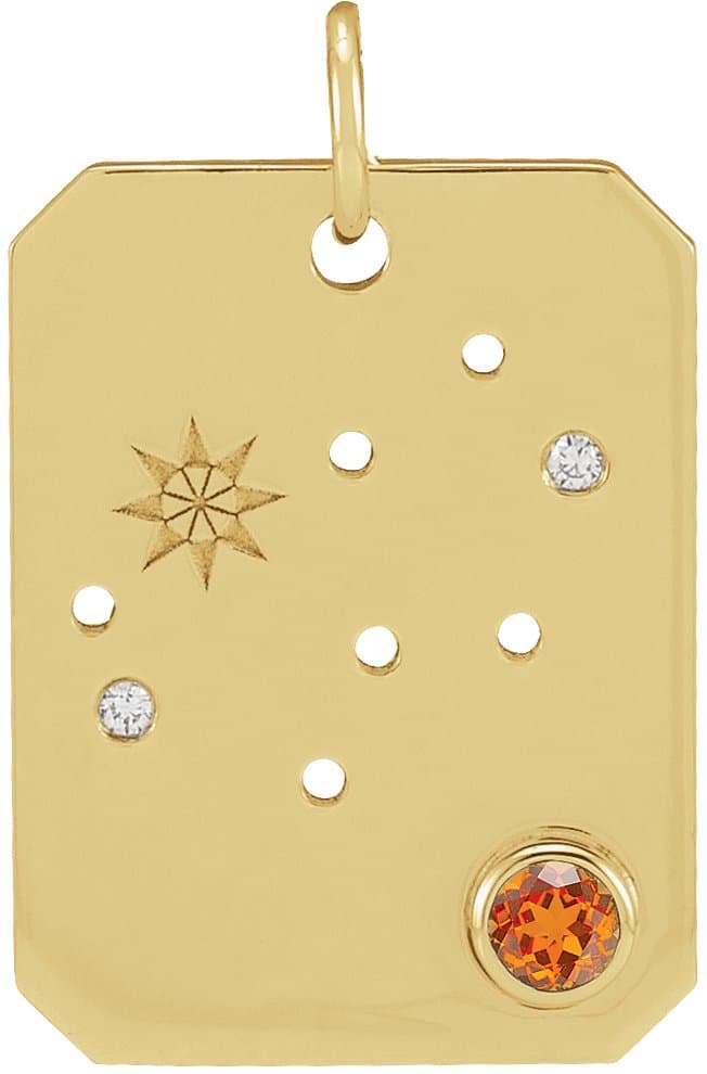 14K Rose Natural Green Chrysoprase & .01 CTW Natural Diamond Libra Constellation Pendant