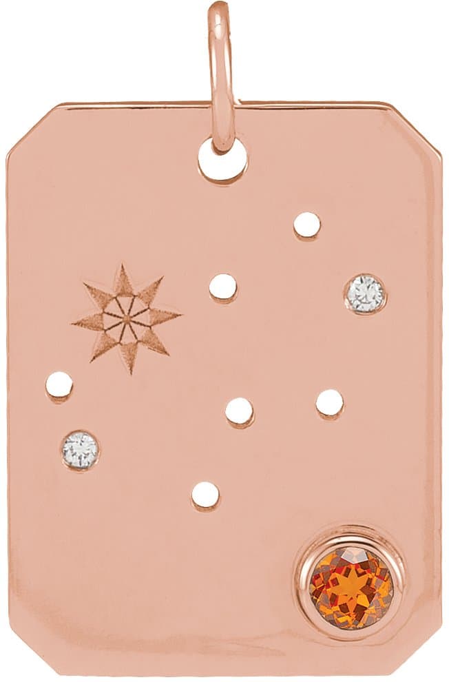 14K Rose Natural Green Chrysoprase & .01 CTW Natural Diamond Libra Constellation Pendant