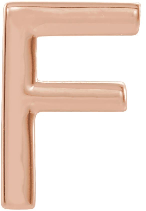 14K Rose Single Initial A Earring