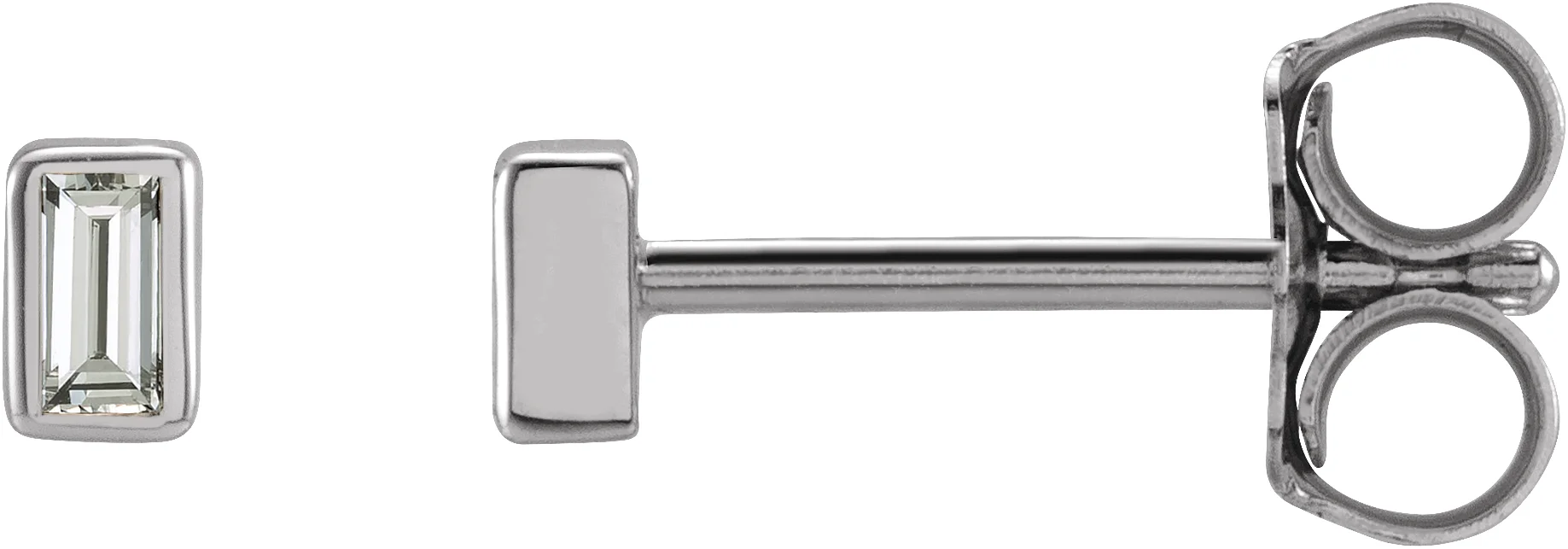 Straight Baguette Bezel-Set Stud Earrings, view 2