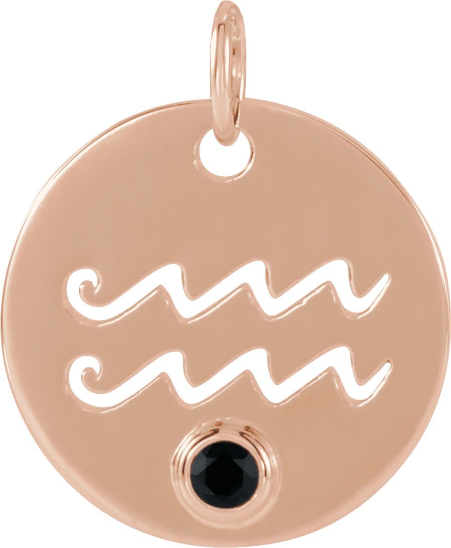 14K Rose Natural Aquamarine Cancer Zodiac 16-18" Necklace