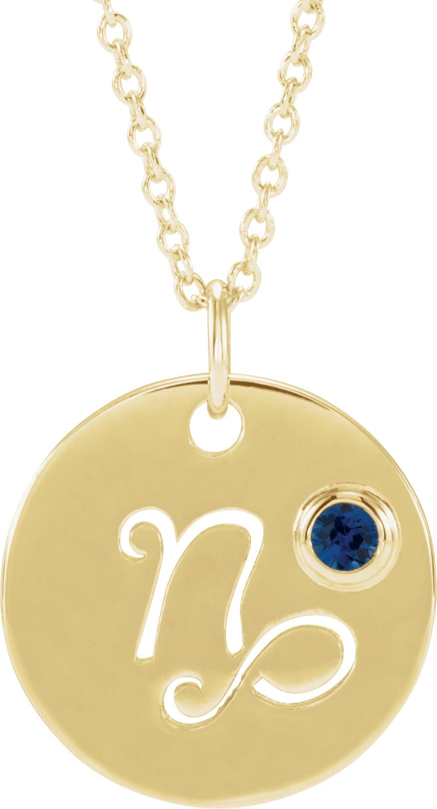 14K Rose Natural Aquamarine Cancer Zodiac 16-18" Necklace