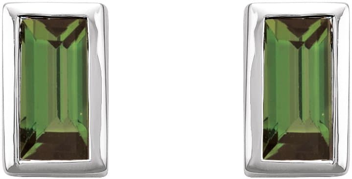 Straight Baguette Bezel-Set Stud Earrings view 2