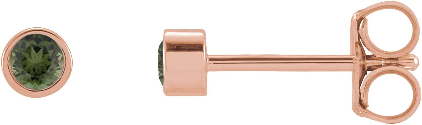 14K Rose .02 CTW Natural Diamond Micro Bezel-Set Earrings