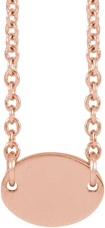 14K Rose 1-Disc Engravable Family Disc 18 Necklace