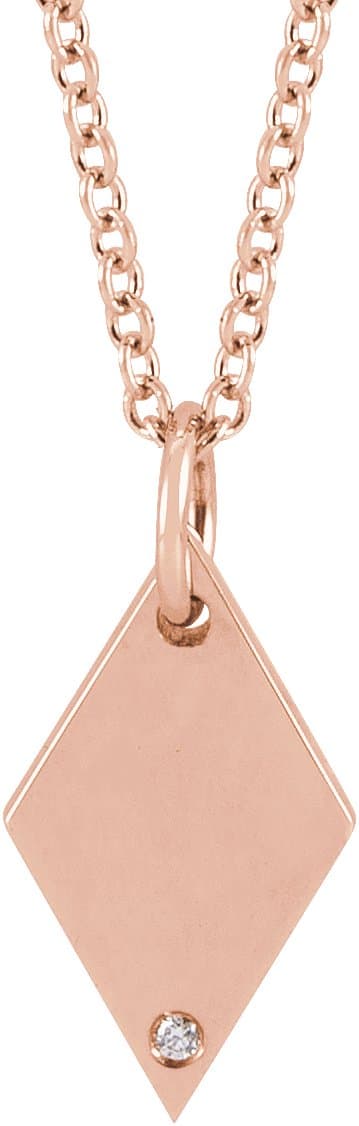 14K Rose .005 CT Natural Diamond Rhombus 16-18 Necklace
