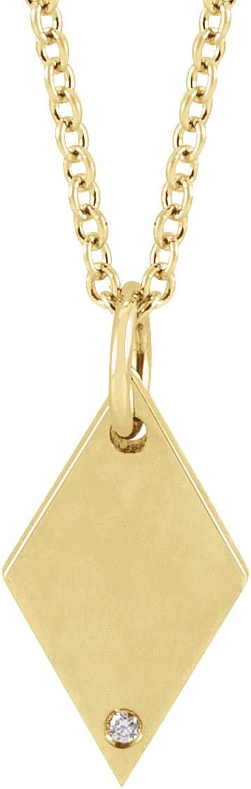14K Rose .005 CT Natural Diamond Rhombus 16-18 Necklace
