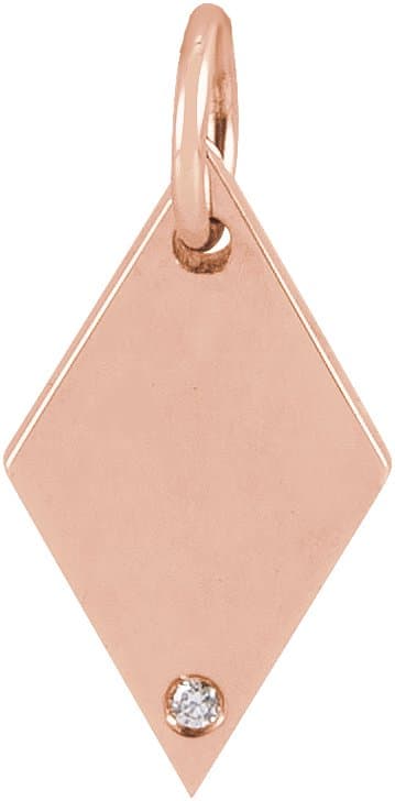 14K Rose .005 CT Natural Diamond Rhombus Pendant