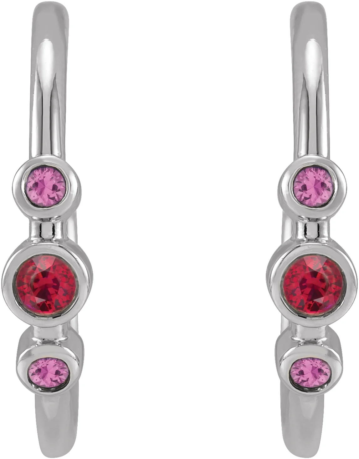Bezel-Set Hoop Earrings, view 3