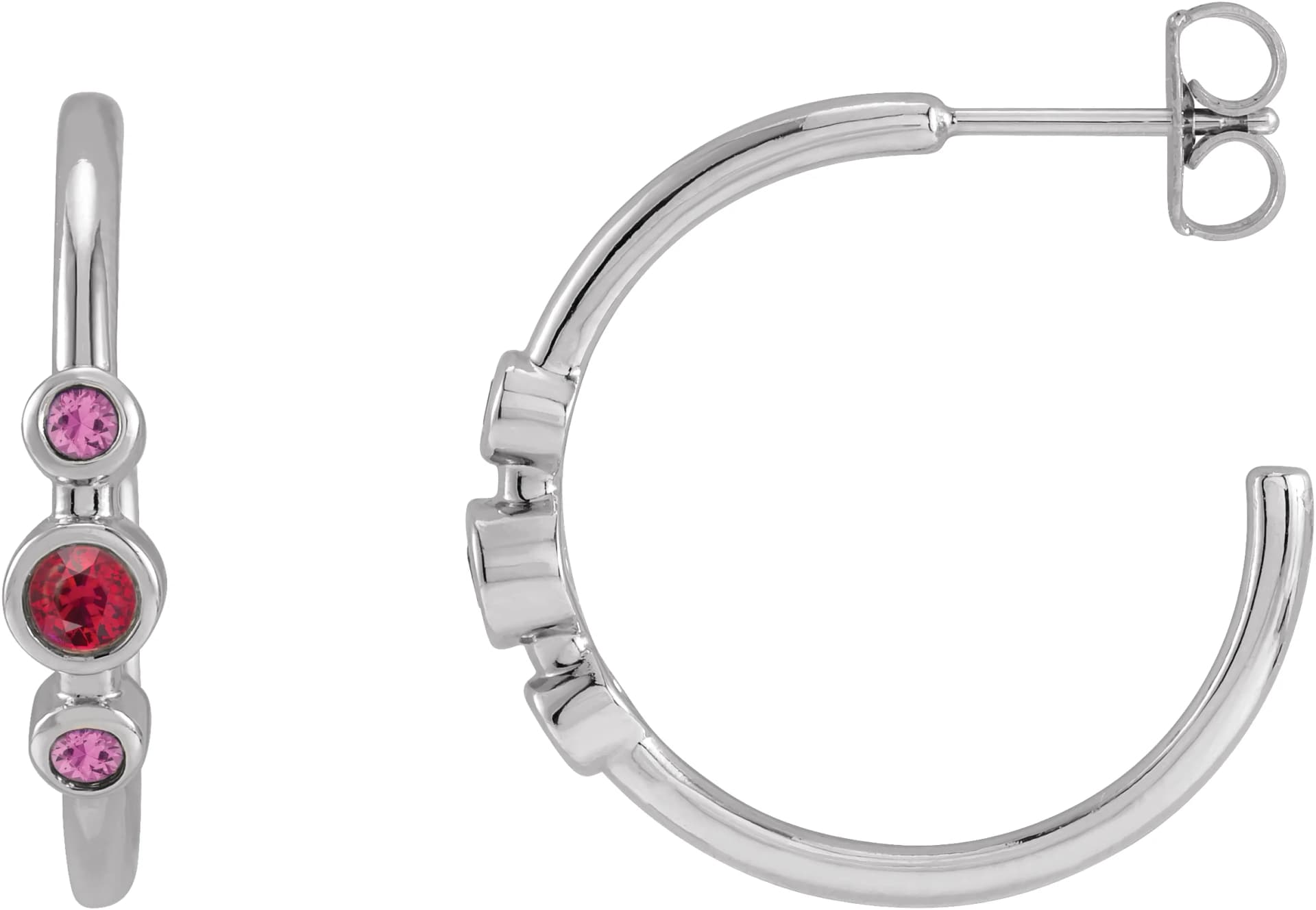 Bezel-Set Hoop Earrings, view 2
