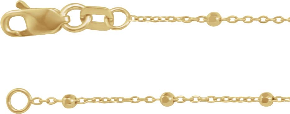14K Rose .85 mm Faceted Beaded Cable 16 Chain