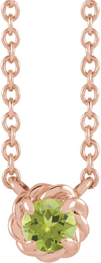 14K Rose 1/4 CT Natural Diamond Claw-Prong Rope Necklace Center