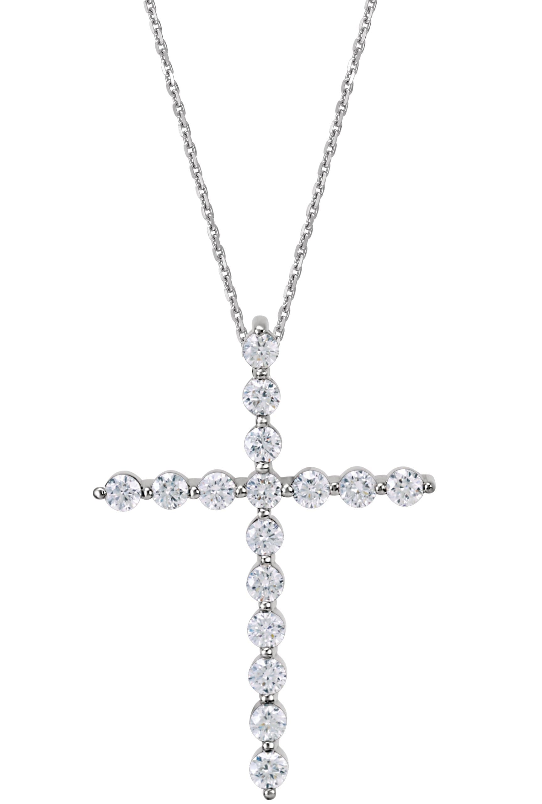 14K White 1 1/4 CTW Natural Diamond Cross 18 Necklace