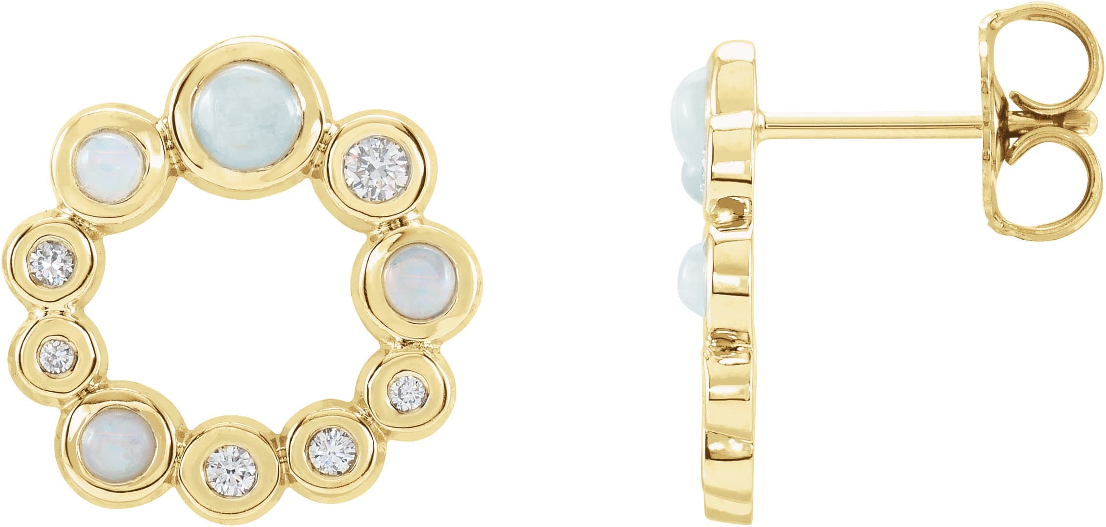 14K Rose Natural Ethiopian Opal & 1/8 CTW Natural Diamond Earrings