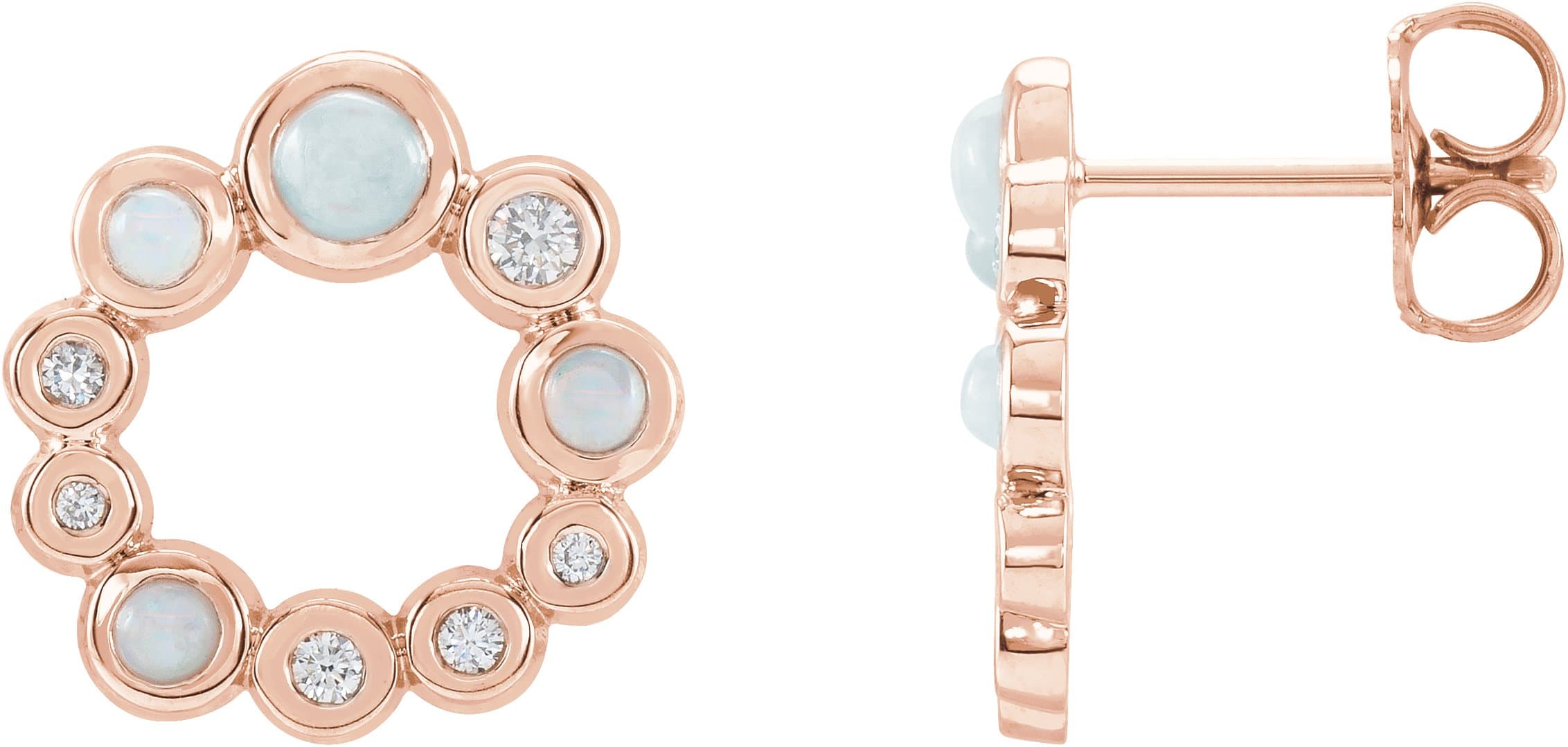 14K Rose Natural Ethiopian Opal & 1/8 CTW Natural Diamond Earrings