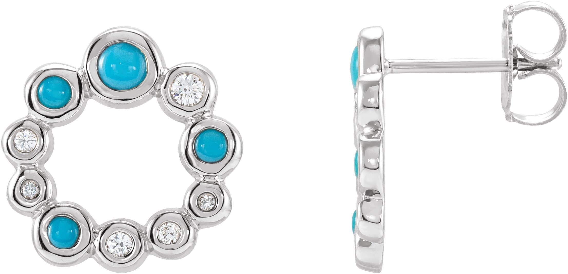 14K Rose Natural Ethiopian Opal & 1/8 CTW Natural Diamond Earrings