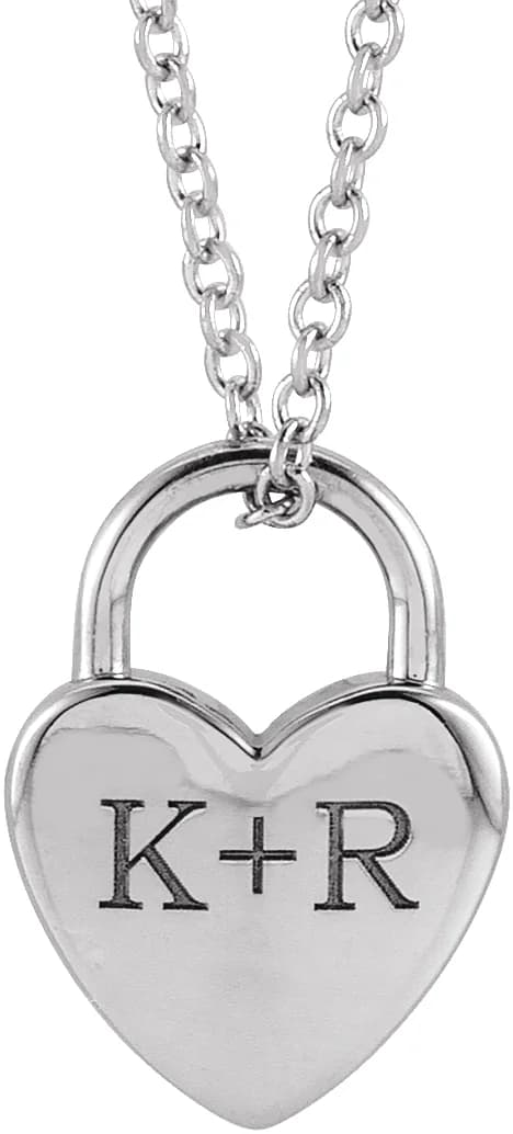 Engravable Heart Lock Necklace, view 4