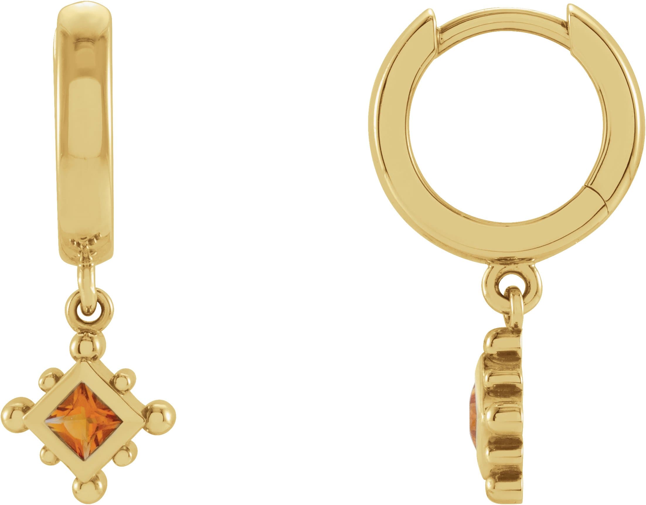 14K Rose 1/5 CT Natural Diamond Beaded Bezel-Set Hoop Earrings